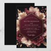Burgundy Ethereal Bloom Wedding Kaart (Voorkant / Achterkant)