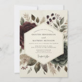 Burgundy Ethereal Bloom Wedding Kaart (Voorkant)