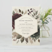 Burgundy Ethereal Bloom Wedding Kaart (Staand voorkant)