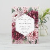 Burgundy Ethereal Blossom Wedding Kaart (Staand voorkant)