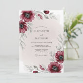 Burgundy Ethereal Winter Wedding Kaart (Staand voorkant)