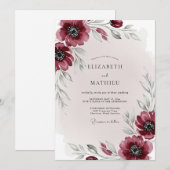 Burgundy Ethereal Winter Wedding Kaart (Voorkant / Achterkant)