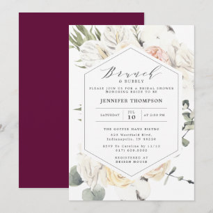 Burgundy Eucalyptus Floral Geometric Vrijgezellenf Kaart