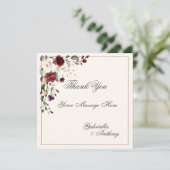 Burgundy Eucalyptus Floral Wedding Bedankkaart (Staand voorkant)