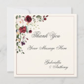 Burgundy Eucalyptus Floral Wedding Bedankkaart (Voorkant)