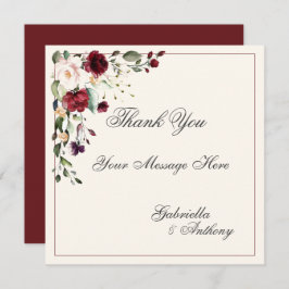 Burgundy Eucalyptus Floral Wedding Bedankkaart
