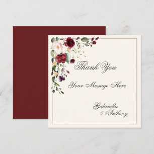 Burgundy Eucalyptus Floral Wedding Bedankkaart