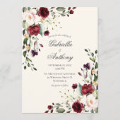 Burgundy Eucalyptus Floral Wedding Kaart (Voorkant)