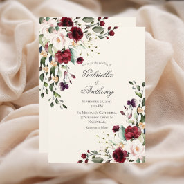 Burgundy Eucalyptus Floral Wedding Kaart