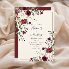 Burgundy Eucalyptus Floral Wedding Kaart