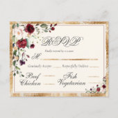Burgundy Eucalyptus Floral Wedding RSVP Briefkaart (Voorkant)