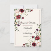 Burgundy Eucalyptus Floral Wedding Save the Date (Voorkant)