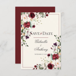 Burgundy Eucalyptus Floral Wedding Save the Date