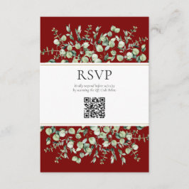 Burgundy Eucalyptus QR Code Huwelijk RSVP  Informatiekaartje