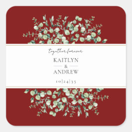 Burgundy Eucalyptus Samen Voor Altijd Trouw Vierkante Sticker