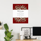 Burgundy Eucalyptus Trouw Welkom Poster (Thuiskantoor)