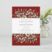 Burgundy Eucalyptus  Wedding Kaart (Staand voorkant)