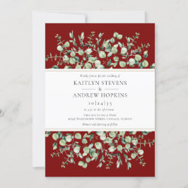 Burgundy Eucalyptus  Wedding Kaart