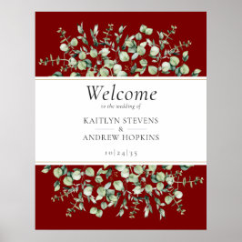 Burgundy Eucalyptus Wedding Welcome  Poster