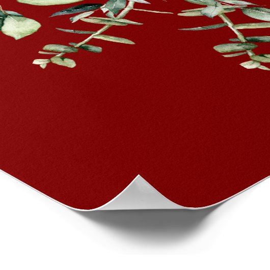 Burgundy Eucalyptus Wedding Welcome  Poster (Hoek)