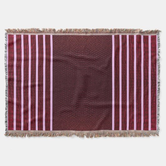 Burgundy Exotic Faux Snake Leather Linear Stripe Deken (Voorkant)