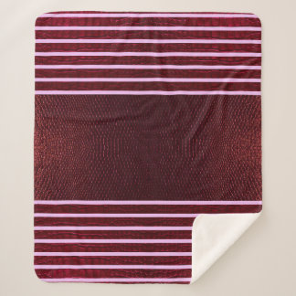 Burgundy Exotic Faux Snake Leather Linear Stripe Sherpa Deken