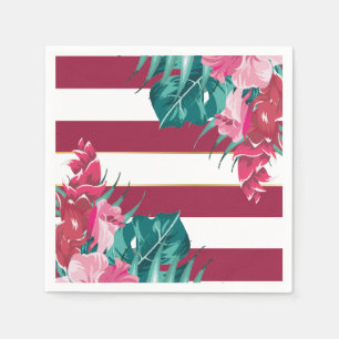 Burgundy Exotic Flowers gestript Servet