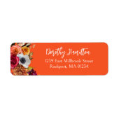 Burgundy Fall Flowers Elegant Script Etiket (Voorkant)