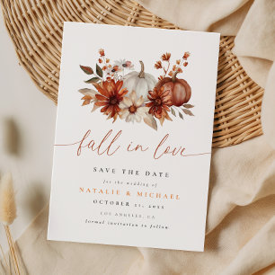 Burgundy Fall in Love Bloemige Pompoen Bruiloft Save The Date