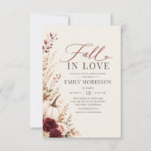 Burgundy Fall in Love Pompoen Bruidsfeest Kaart (Voorkant)