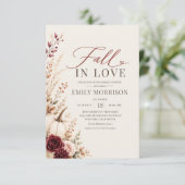 Burgundy Fall in Love Pompoen Bruidsfeest Kaart (Staand voorkant)