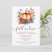 Burgundy Fall In Love Pompoen Bruiloft Uitnodiging (Staand voorkant)