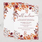 Burgundy Fall In Love QR Code Bruiloft Feest Kaart (Voorkant / Achterkant)