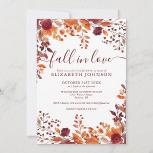Burgundy Fall In Love QR Code Bruiloft Feest Kaart