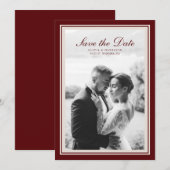 Burgundy Fall Photo Save the Date Card Kaart (Voorkant / Achterkant)
