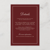 Burgundy Fall Wedding Details Enclosure Card Informatiekaartje (Voorkant)