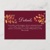 Burgundy Fall Wedding Details Informatiekaartje (Voorkant)