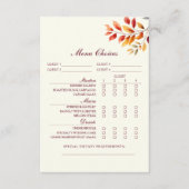 Burgundy Fall Wedding Menu Choice Card (Voorkant)