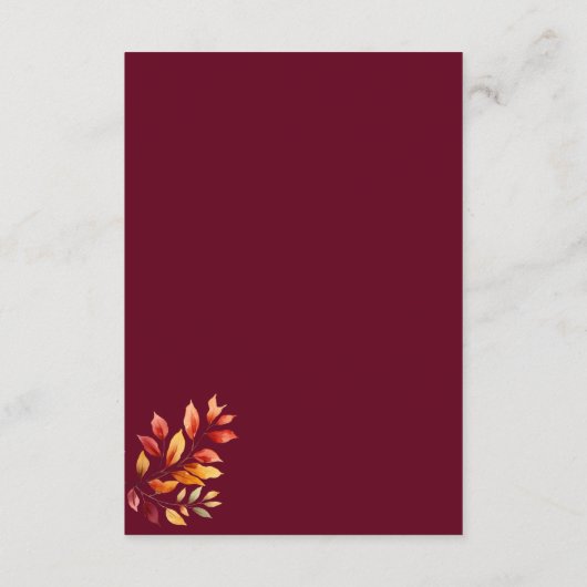 Burgundy Fall Wedding Menu Choice Card (Achterkant)