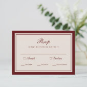 Burgundy Fall Wedding RSVP Card Informatiekaartje (Staand voorkant)
