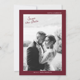 Burgundy Fall Wedding Save the Date Kaart