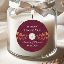 Burgundy Fall Wedding Thank You Ronde Sticker