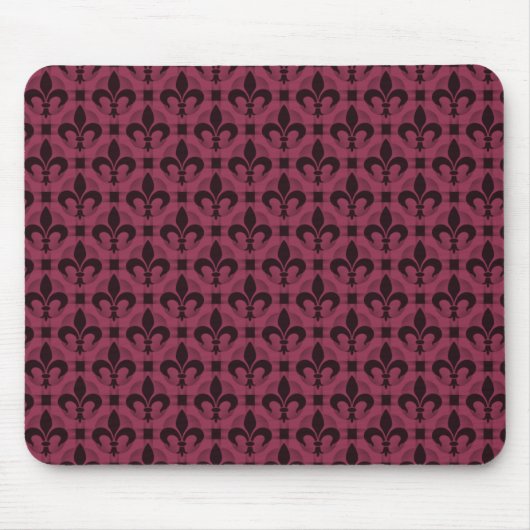 Burgundy Fancy Fleur de lis Mousepad Muismat (Voorkant)