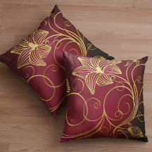 Burgundy Faux Gold Foil Floral