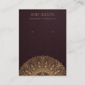 BURGUNDY FAUX GOLD  MANDALA EARRING DISPLAY VISITEKAARTJE (Voorkant)