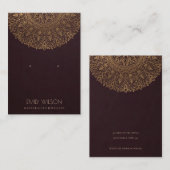 BURGUNDY FAUX GOLD MANDALA EARRING DISPLAY VISITEKAARTJE (Voorkant / Achterkant)