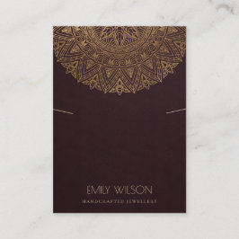 BURGUNDY FAUX GOLD MANDALA KETTING DISPLAY VISITEKAARTJE