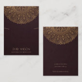 BURGUNDY FAUX GOLD  MANDALA KETTING DISPLAY VISITEKAARTJE (Voorkant / Achterkant)