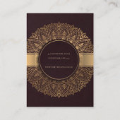 BURGUNDY FAUX GOLD MANDALA KETTING DISPLAY VISITEKAARTJE (Achterkant)