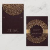 BURGUNDY FAUX GOLD MANDALA KETTING DISPLAY VISITEKAARTJE (Voorkant / Achterkant)